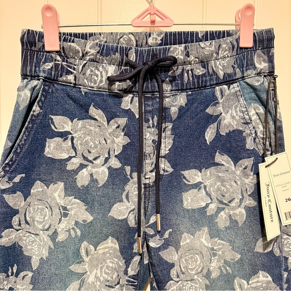 NWT Juicy Couture Floral Denim Jogger Style Pants - Picture 10 of 12